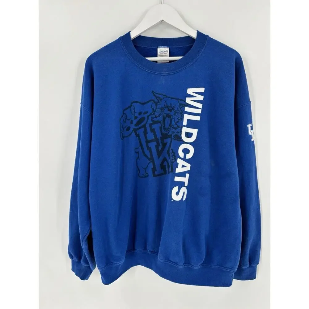 Vintage UK Kentucky Wildcats Sweatshirt Mens XL Blue Pullover Graphic Cotton